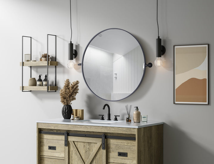 Metal Frame Round Mirror by Elegant - view 30