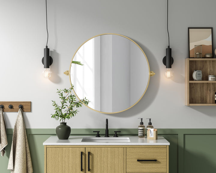 Metal Frame Round Mirror by Elegant - view 38