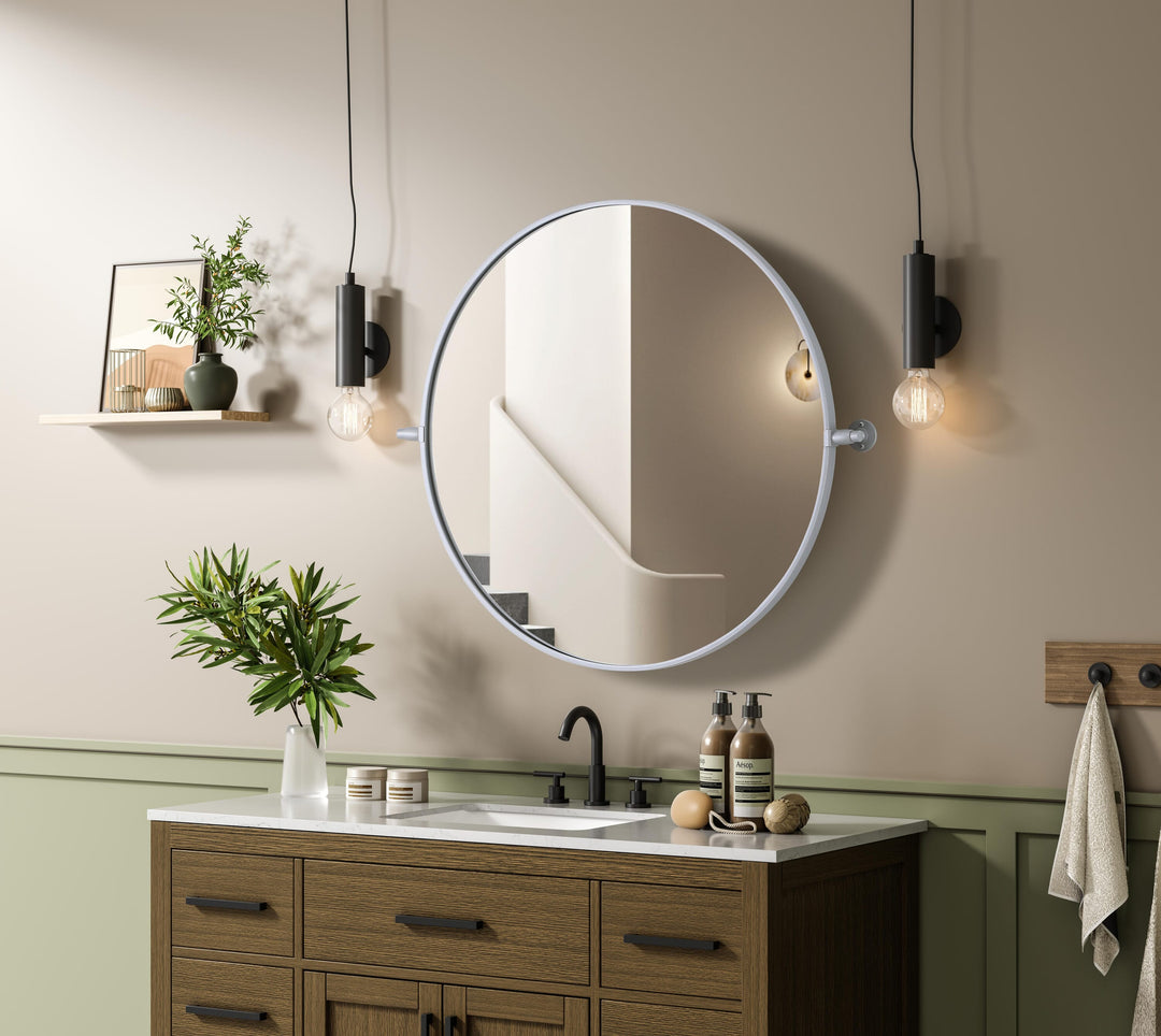 Metal Frame Round Mirror by Elegant - view 48