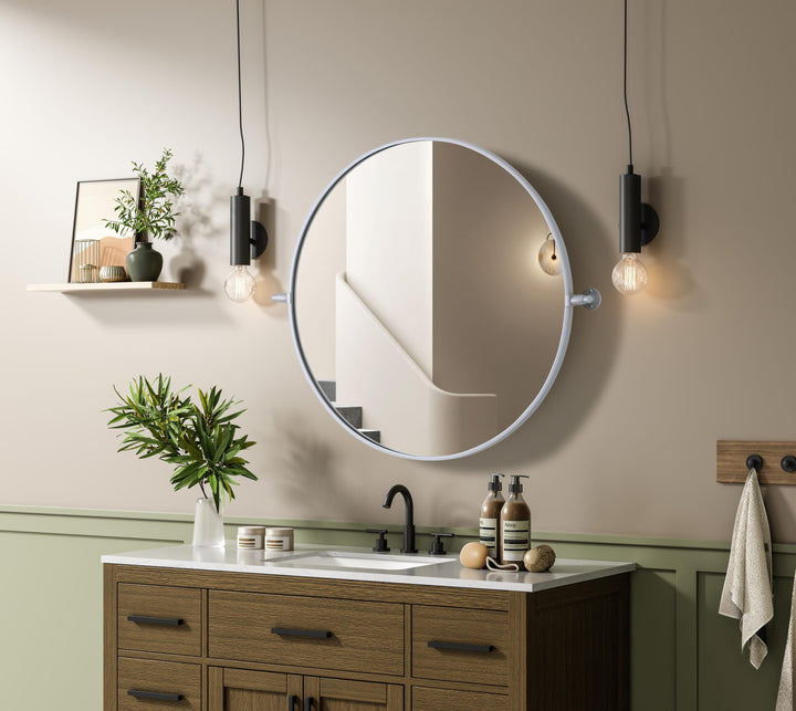 Metal Frame Round Mirror by Elegant - view 48