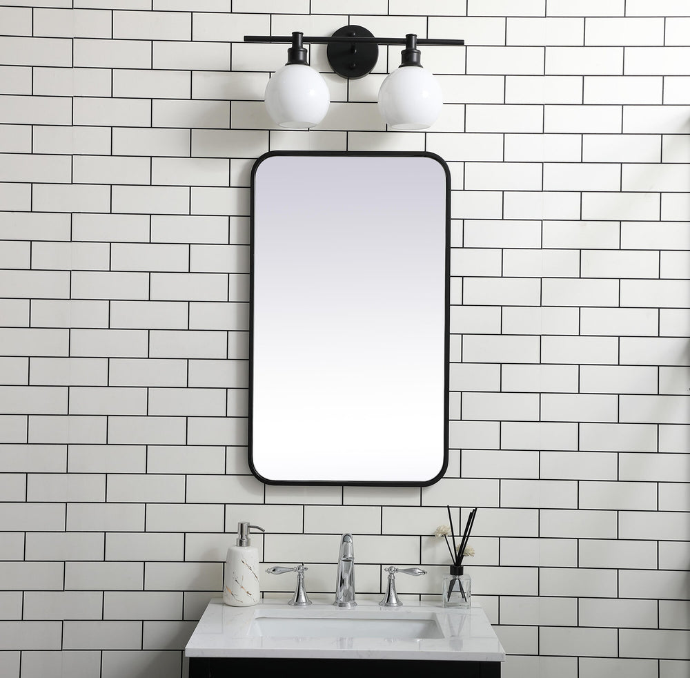 Soft Corner Metal Rectangular Mirror by Elegant - view 2