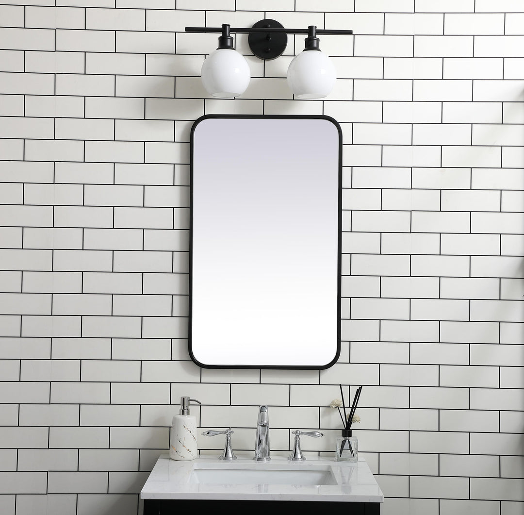 Soft Corner Metal Rectangular Mirror by Elegant - view 2