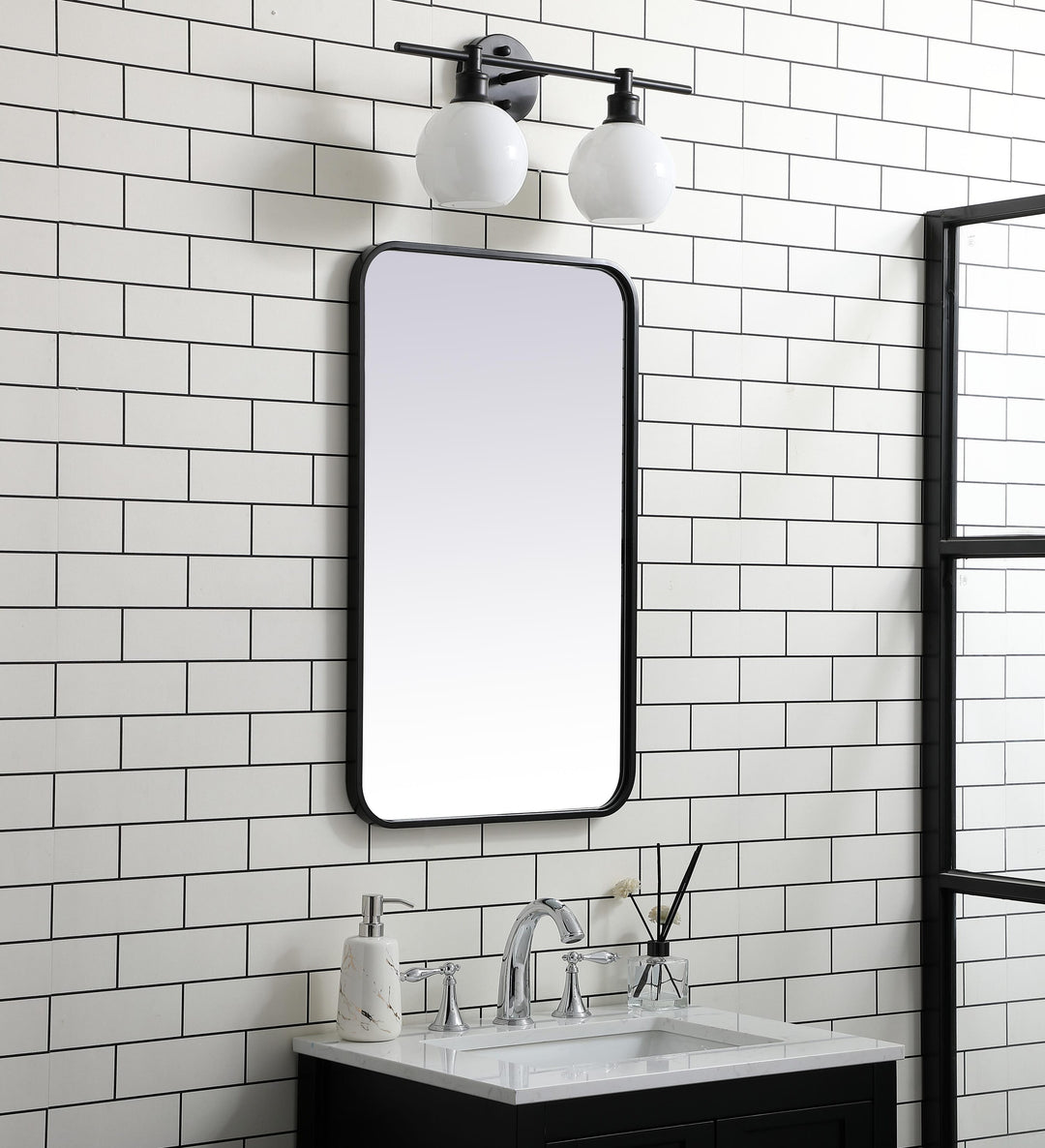 Soft Corner Metal Rectangular Mirror by Elegant - view 3