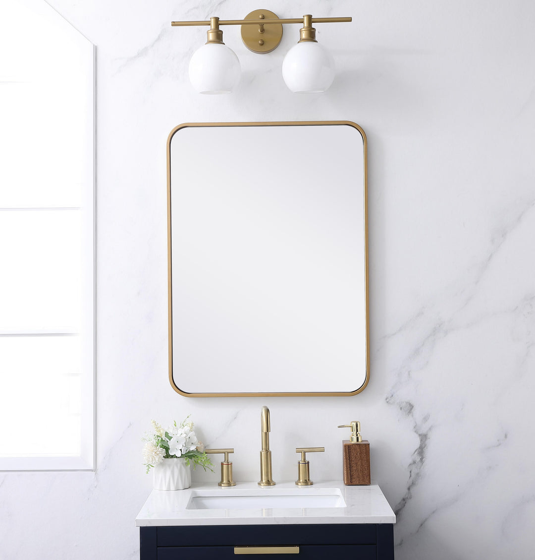 Soft Corner Metal Rectangular Mirror by Elegant - view 98