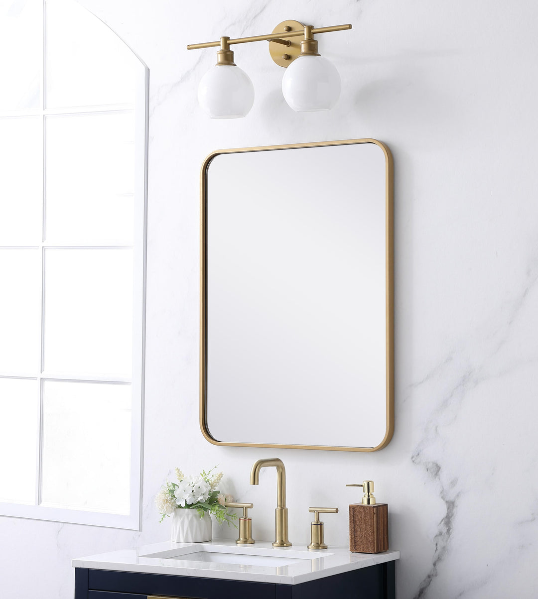 Soft Corner Metal Rectangular Mirror by Elegant - view 99