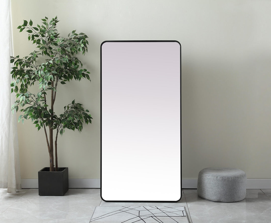 Soft Corner Metal Rectangle Full Length Mirror by Elegant - view 2