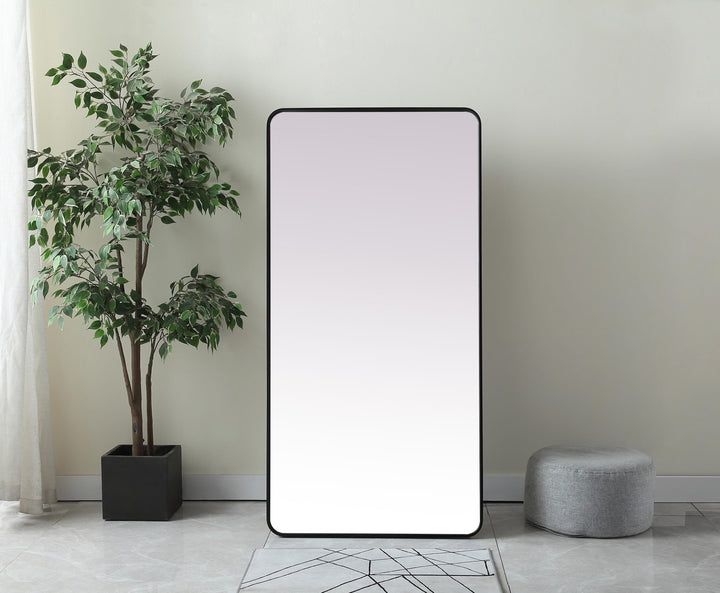 Soft Corner Metal Rectangle Full Length Mirror by Elegant - view 2