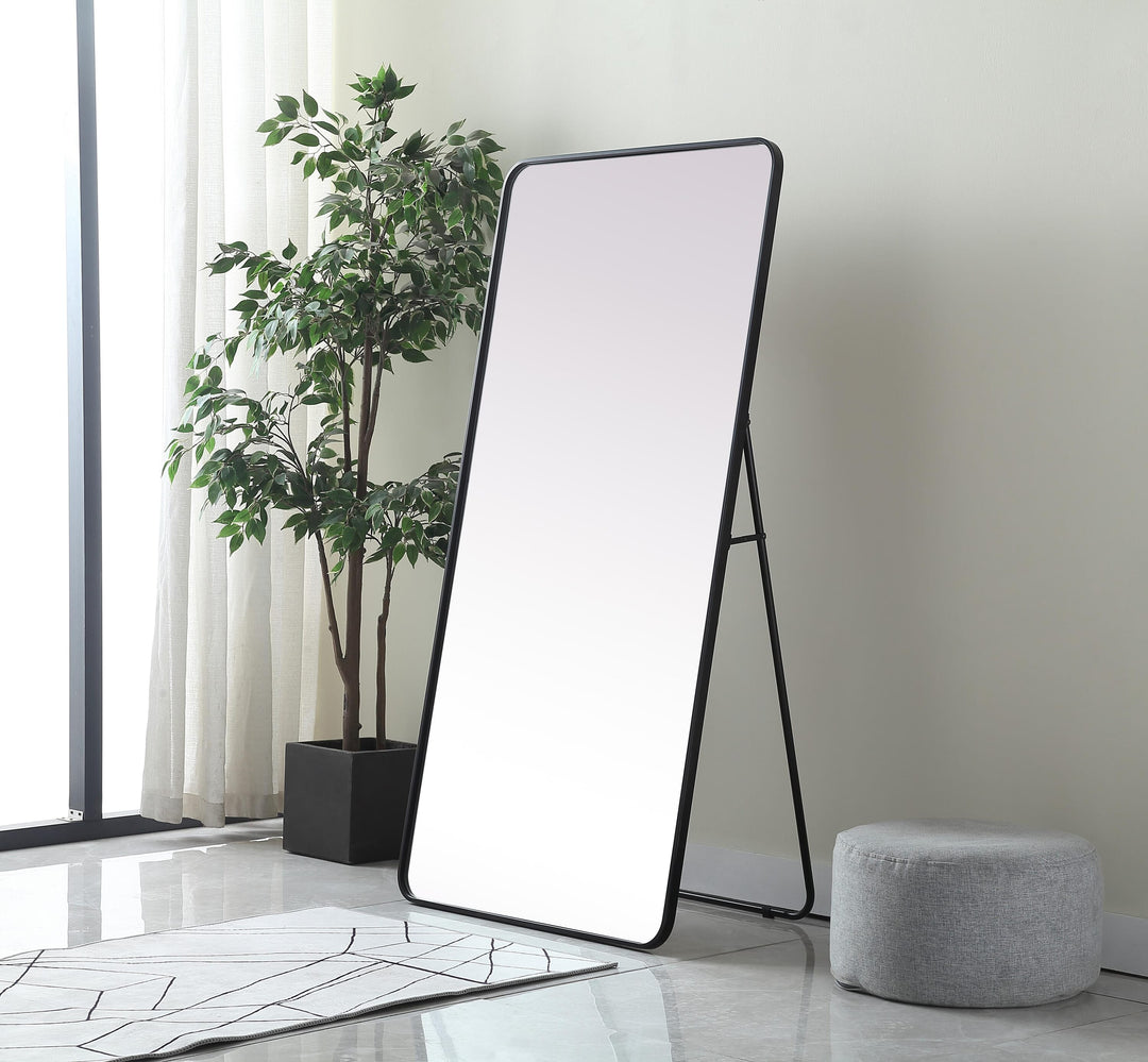 Soft Corner Metal Rectangle Full Length Mirror by Elegant - view 3