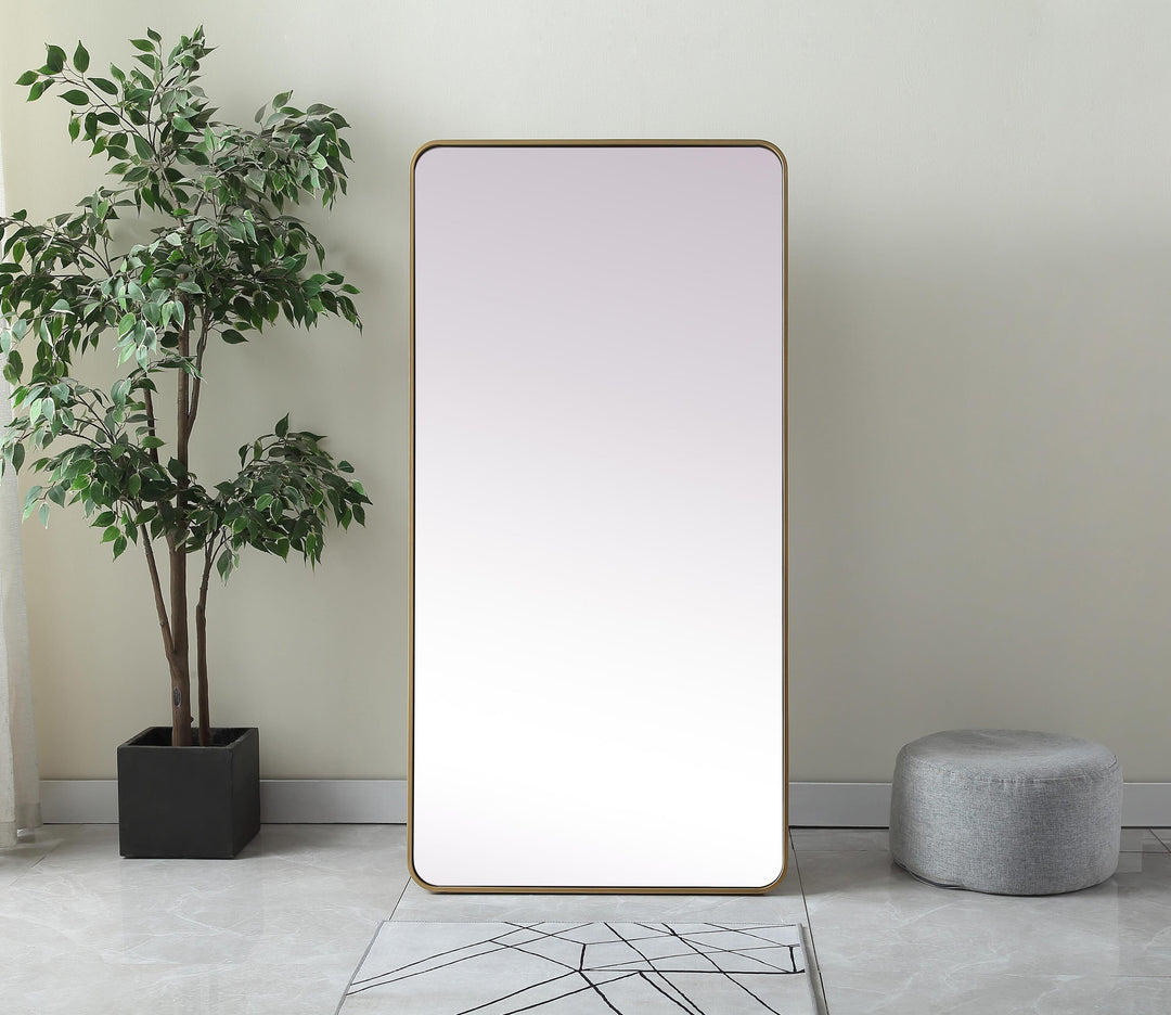 Soft Corner Metal Rectangle Full Length Mirror by Elegant - view 13