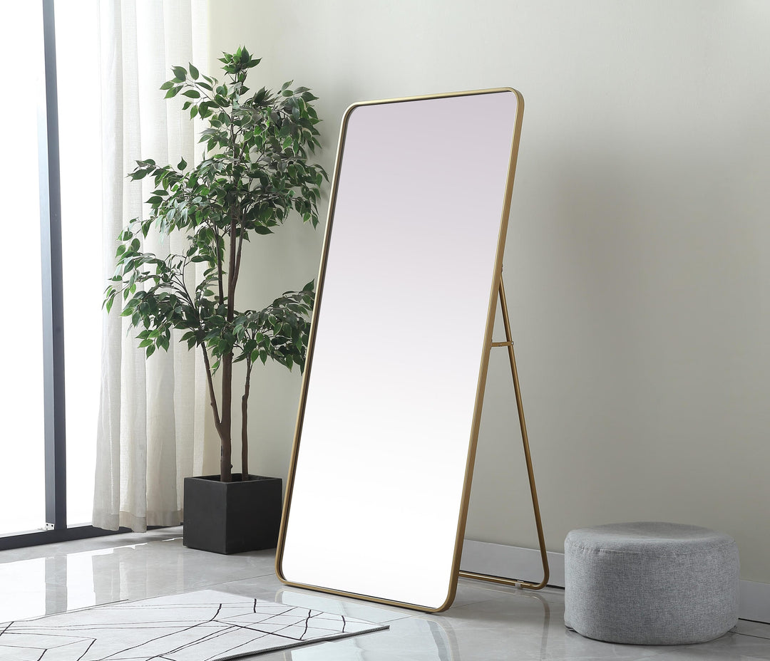 Soft Corner Metal Rectangle Full Length Mirror by Elegant - view 14