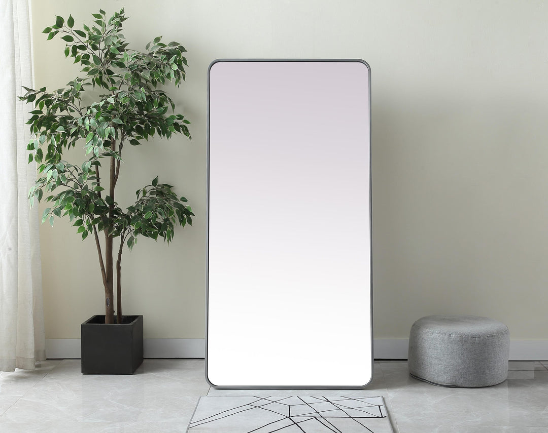Soft Corner Metal Rectangle Full Length Mirror by Elegant - view 24