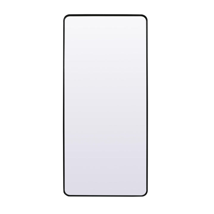Soft Corner Metal Rectangle Full Length Mirror in Black by Elegant