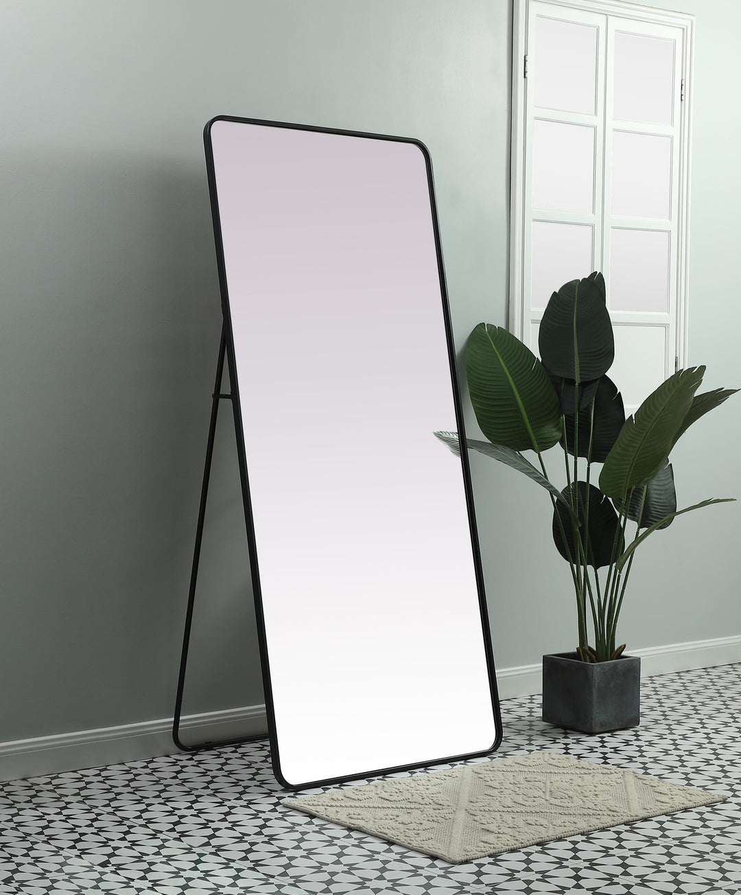 Soft Corner Metal Rectangle Full Length Mirror by Elegant - view 36