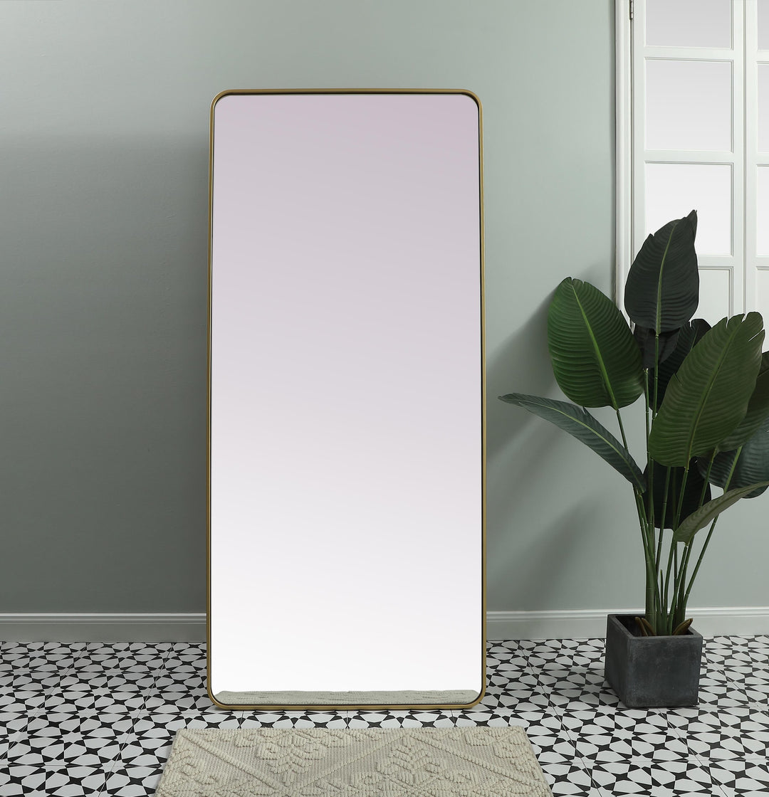 Soft Corner Metal Rectangle Full Length Mirror by Elegant - view 46