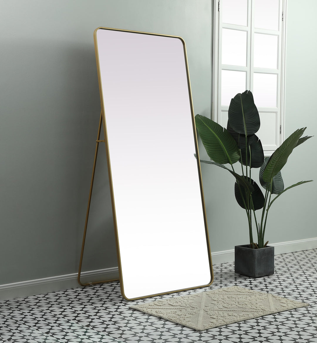 Soft Corner Metal Rectangle Full Length Mirror by Elegant - view 47