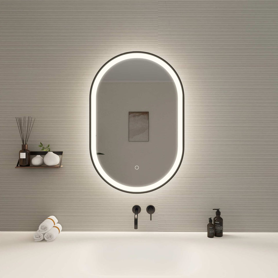 Framed LED Oval Mirror by Elegant - view 2