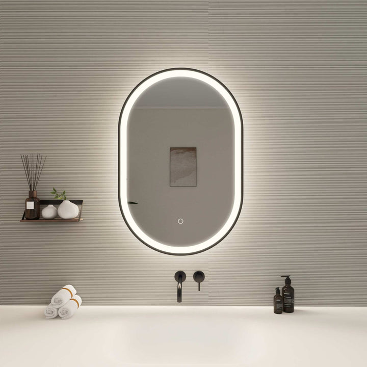 Framed LED Oval Mirror by Elegant - view 2