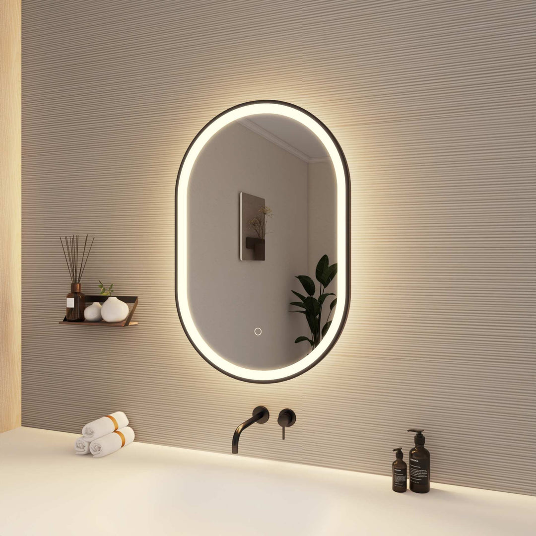 Framed LED Oval Mirror by Elegant - view 4