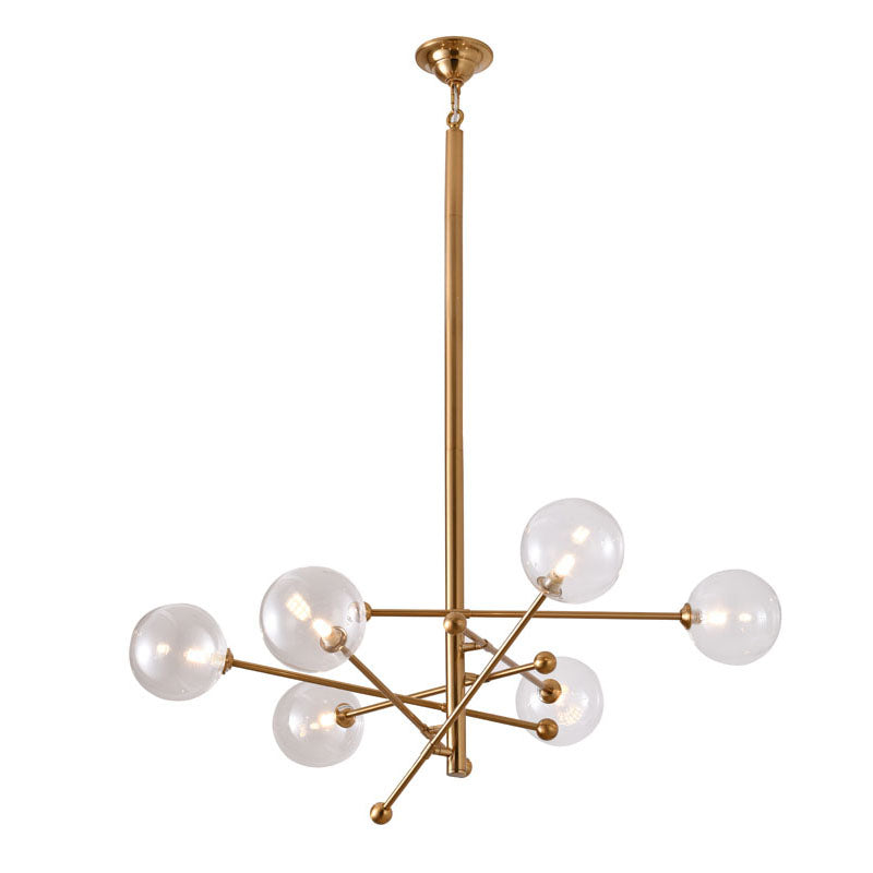 Metal Frame Ceiling Fixture with Clear Glass Globe Shades in Gold by Bethel