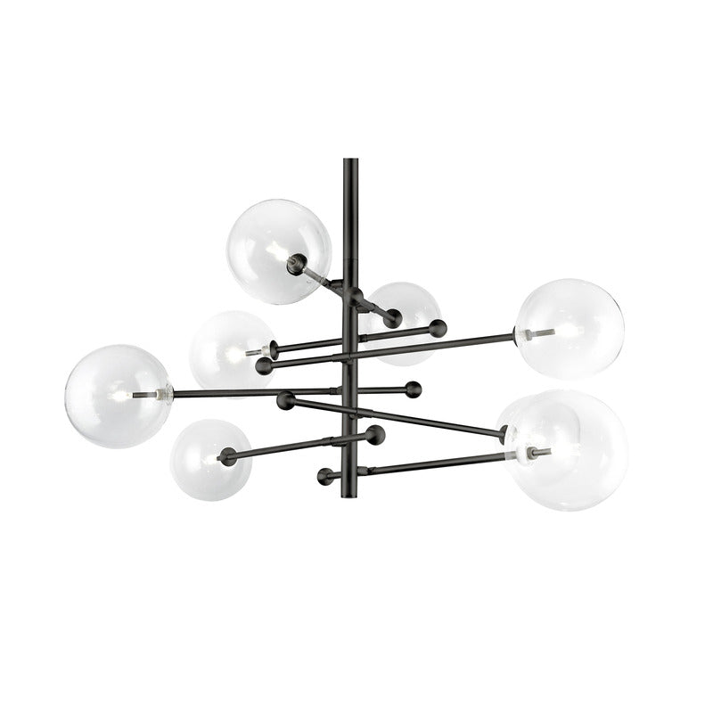 Metal Frame Ceiling Fixture with Clear Glass Globe Shades in Matte Black by Bethel