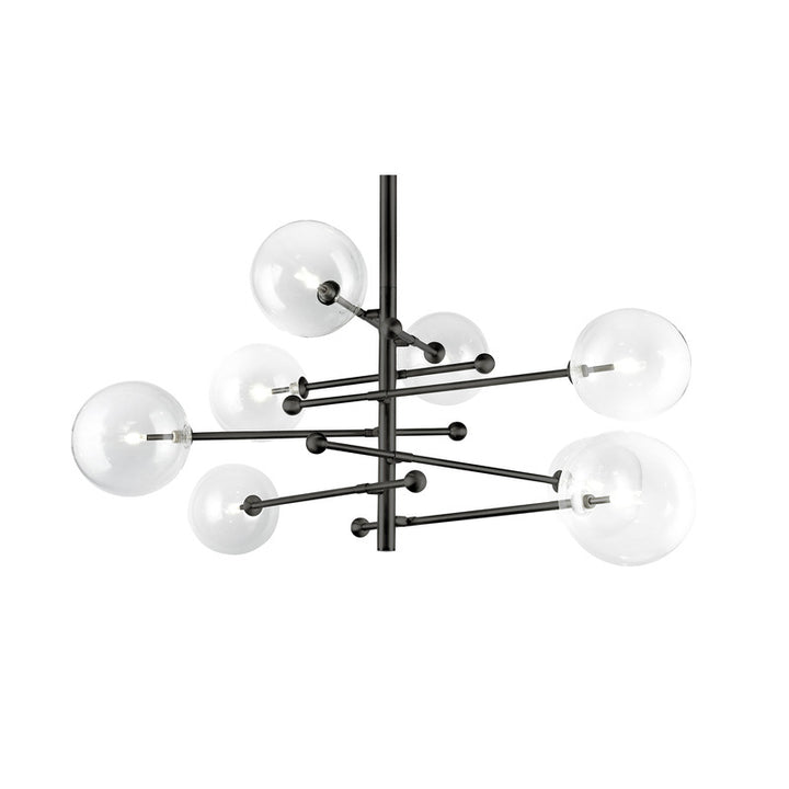 Metal Frame Ceiling Fixture with Clear Glass Globe Shades in Matte Black by Bethel
