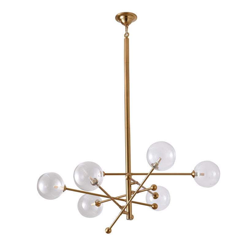 Metal Frame Ceiling Fixture with Clear Glass Globe Shades by Bethel - view 8