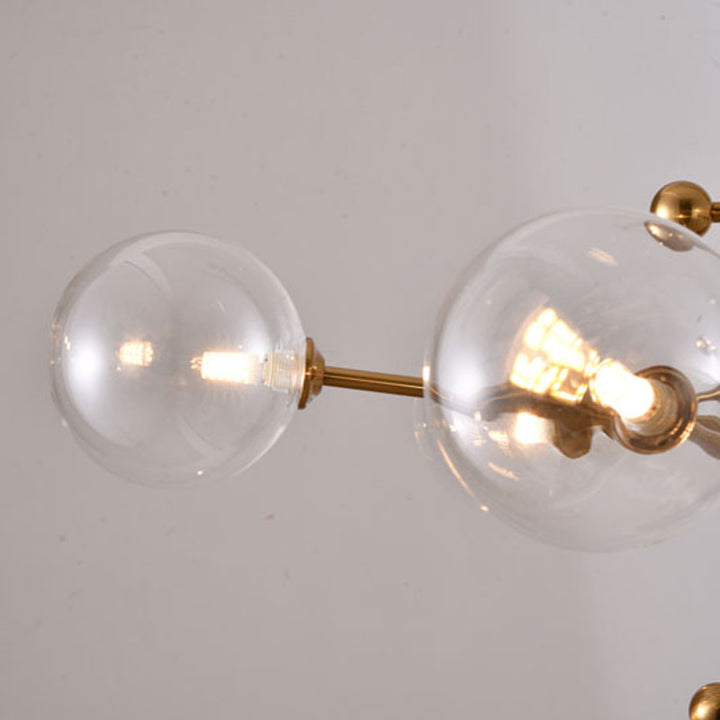 Metal Frame Ceiling Fixture with Clear Glass Globe Shades by Bethel - view 9