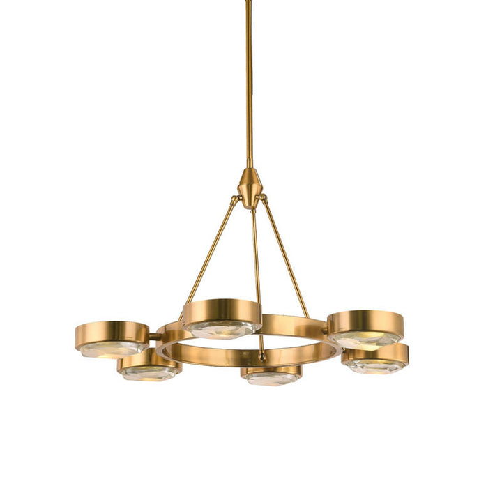 Brass Frame Chandelier with Distorted Clear Crystal Covers by Bethel