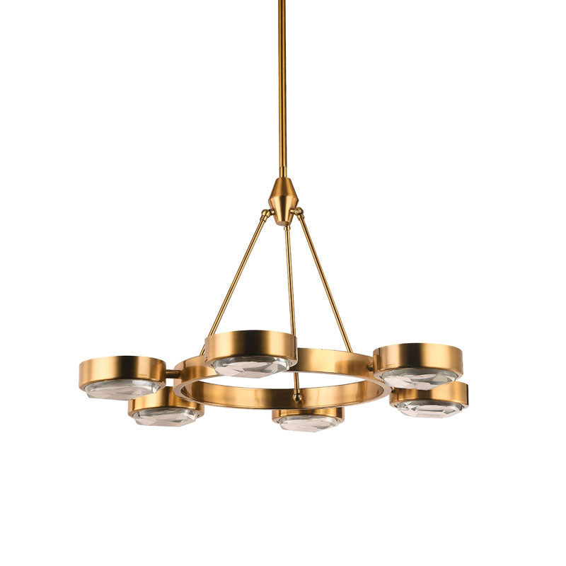Brass Frame Chandelier with Distorted Clear Crystal Covers by Bethel - view 2