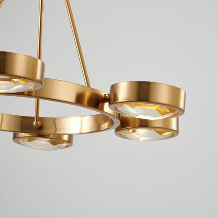 Brass Frame Chandelier with Distorted Clear Crystal Covers by Bethel - view 4