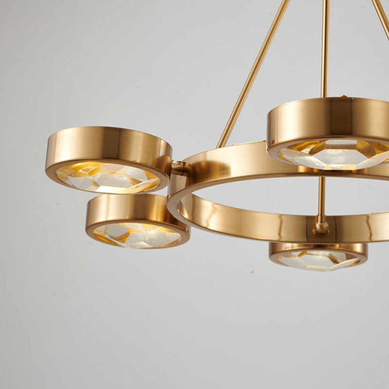 Brass Frame Chandelier with Distorted Clear Crystal Covers by Bethel - view 5