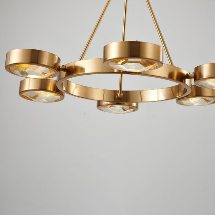 Brass Frame Chandelier with Distorted Clear Crystal Covers by Bethel - view 6
