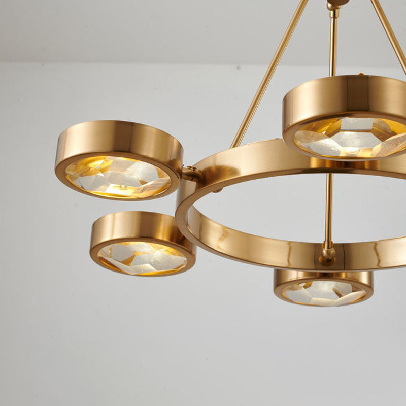 Brass Frame Chandelier with Distorted Clear Crystal Covers by Bethel - view 7