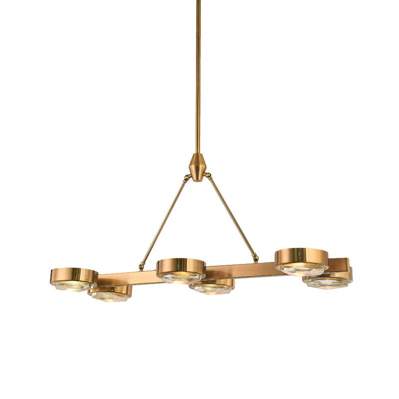 Rectangular Bronze Frame Chandelier with Distorted Clear Crystal Covers by Bethel