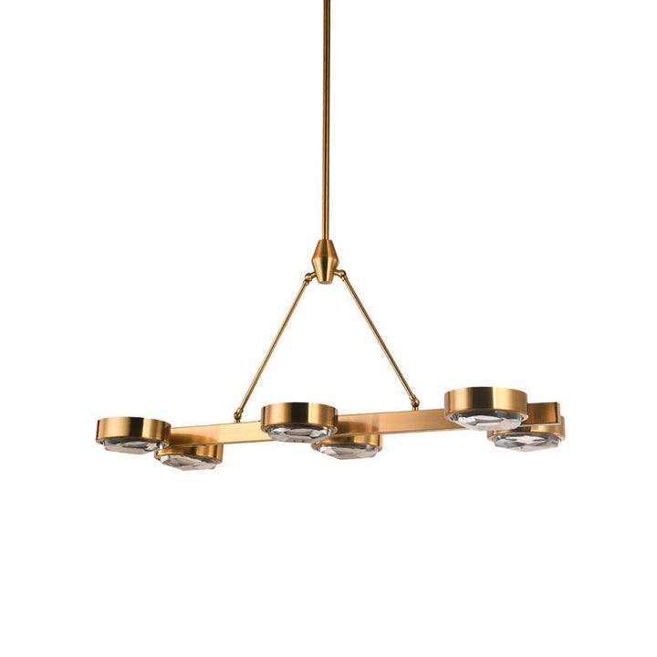 Rectangular Bronze Frame Chandelier with Distorted Clear Crystal Covers by Bethel - view 2