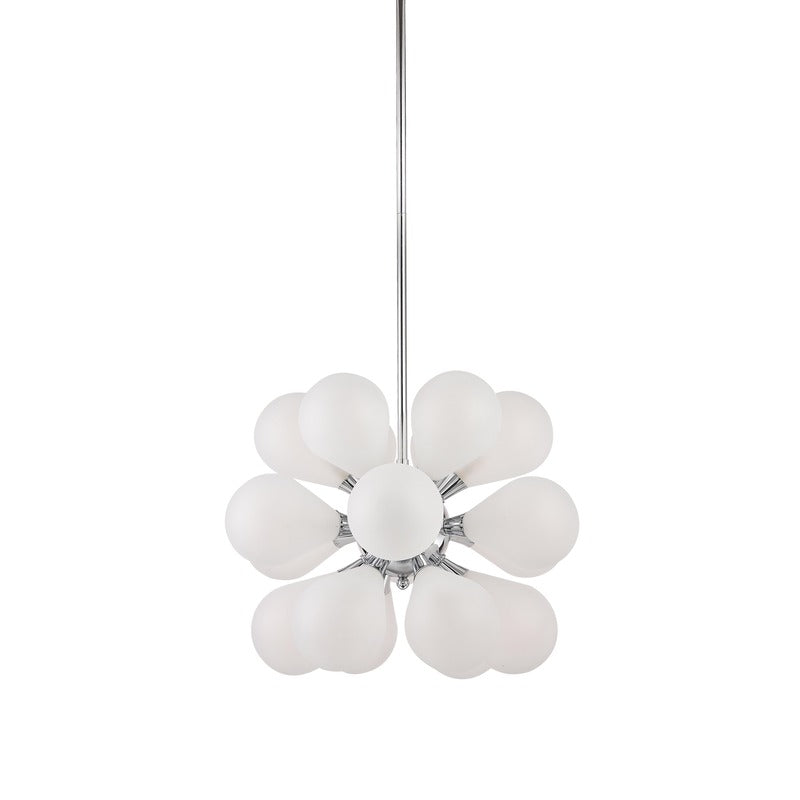 Chrome Frame Sputnik Ceiling Fixture with White Glass Tear Drop Shades by Bethel - view 2