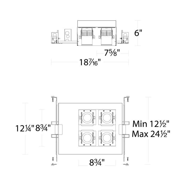 Precision Multiples - 4" Adjustable Spot 4 Light (2X2) Housing