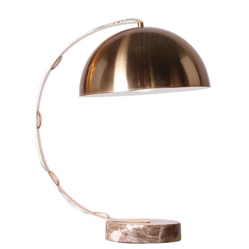 Bronze Gold Dome Shade and Marble Base Table Lamp by Bethel