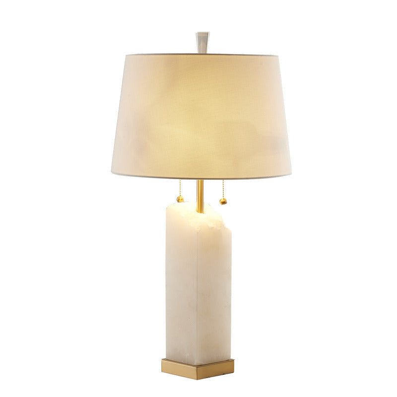 White Cracked Marble Base Table Lamp with Gold Hardware & a White by Bethel