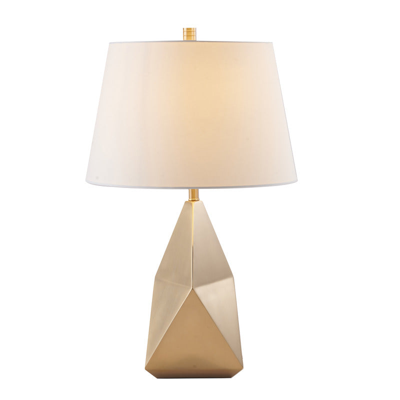 Gold Geometric Frame Table Lamp with Drum Shade by Bethel