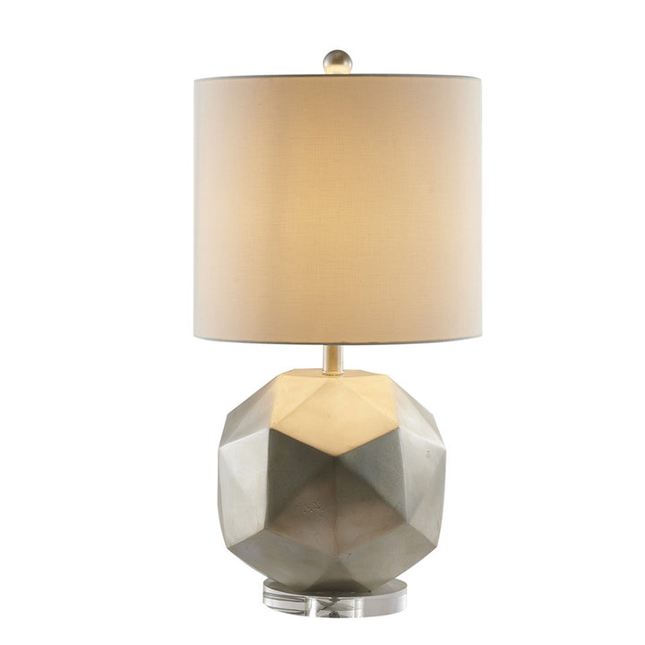 Foiled Framed Table Lamp with Linen Drum Shade, 14", by Bethel