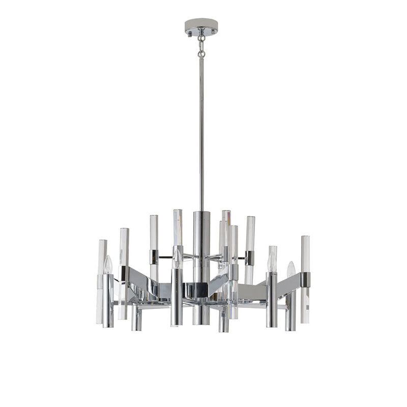 Two Tier Metal Frame Chandelier with Clear Crystal Rods by Bethel - view 14