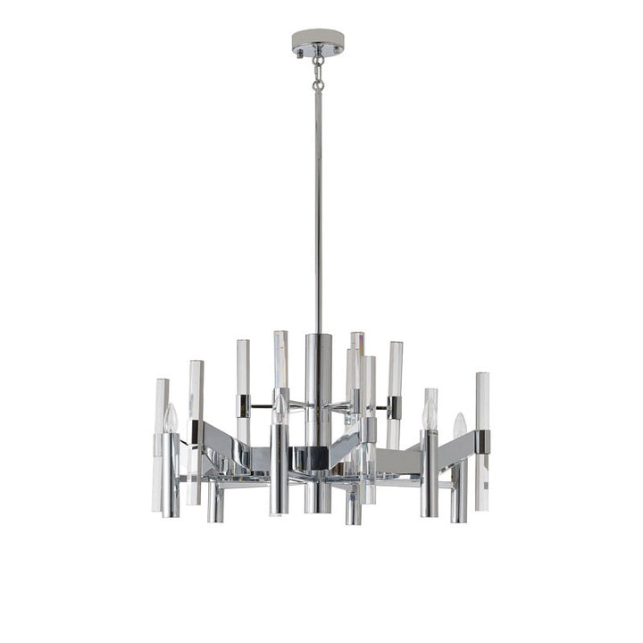 Two Tier Metal Frame Chandelier with Clear Crystal Rods by Bethel - view 14