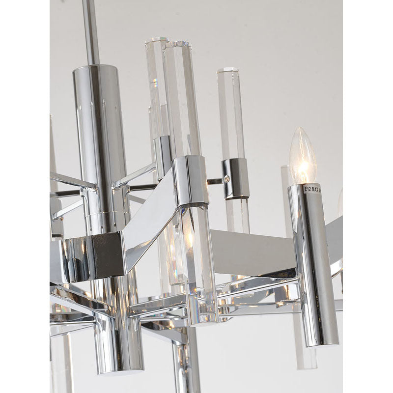 Two Tier Metal Frame Chandelier with Clear Crystal Rods by Bethel - view 15