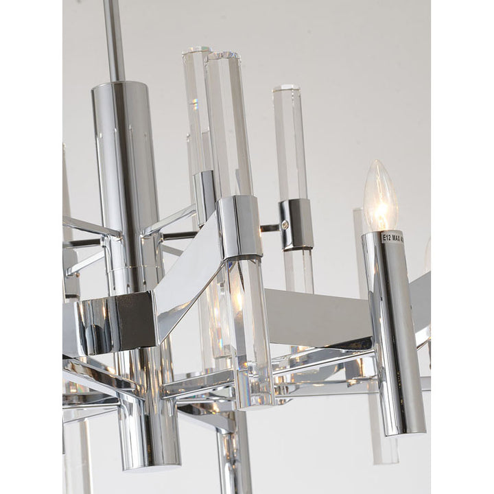 Two Tier Metal Frame Chandelier with Clear Crystal Rods by Bethel - view 15