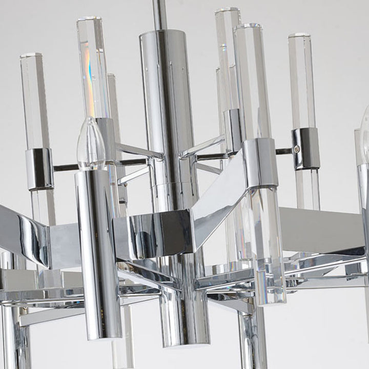 Two Tier Metal Frame Chandelier with Clear Crystal Rods by Bethel - view 16
