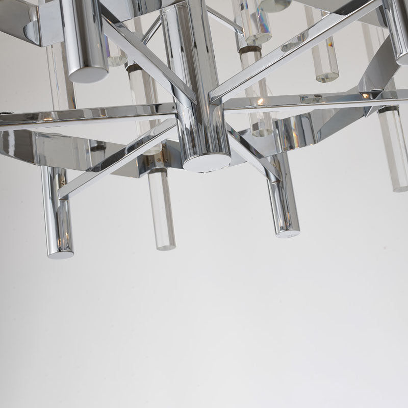 Two Tier Metal Frame Chandelier with Clear Crystal Rods by Bethel - view 18