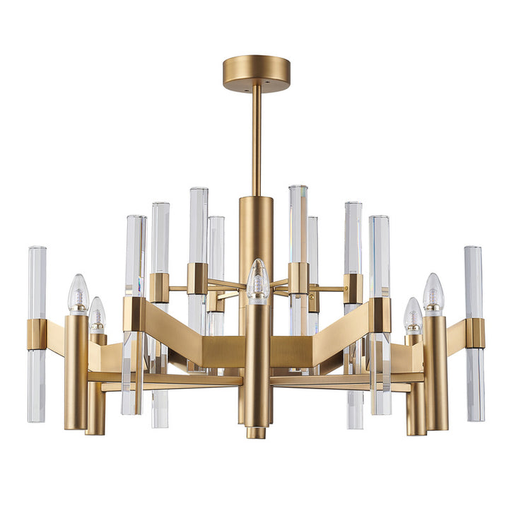 Two Tier Metal Frame Chandelier with Clear Crystal Rods by Bethel - view 2