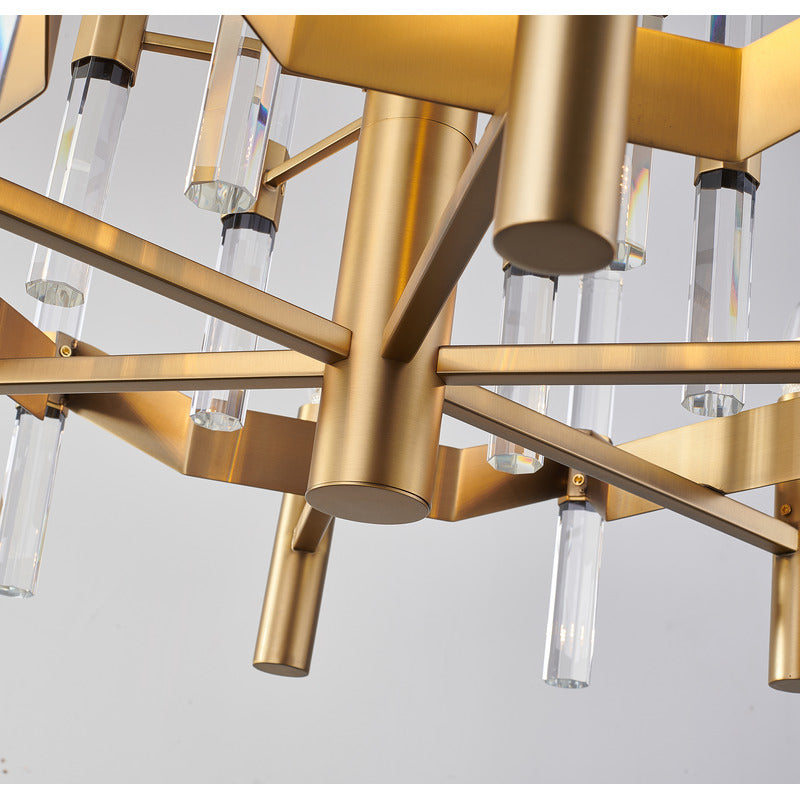 Two Tier Metal Frame Chandelier with Clear Crystal Rods by Bethel - view 7