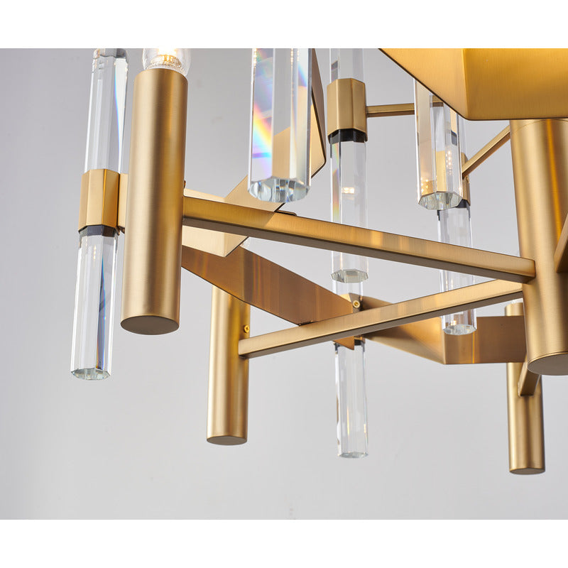 Two Tier Metal Frame Chandelier with Clear Crystal Rods by Bethel - view 8